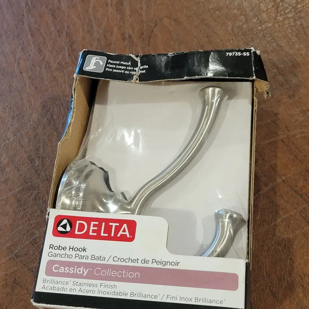 Delta Cassidy 79735-SS Double Robe Hook, Stainless Steel New, sealed